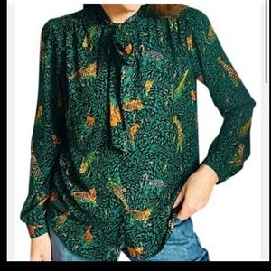 J Crew Safari Blouse w/ Neck Tie